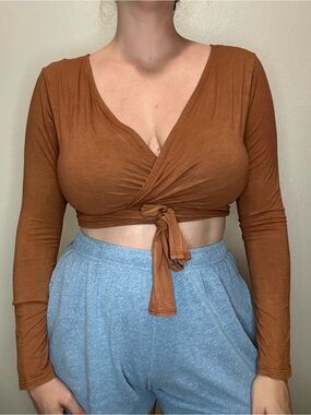 Indigo Luna Agni Wrap Top Medium Plant Viscose Yoga Ballet Boho Brown
